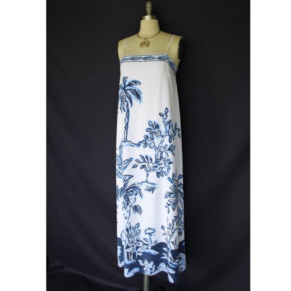 Lilly Pulitzer Jesslyn Silk Maxi Slip Dress Resort White Oversized Tall Tales 2 - Picture 7 of 14